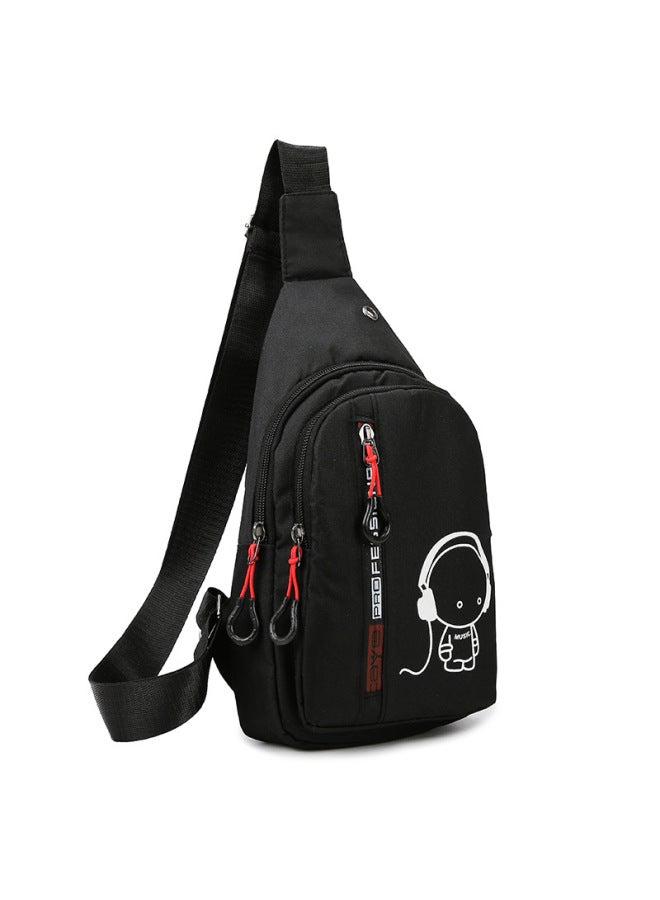 Men's Running Chest Bag 2024 Outdoor Sports Night Glow Casual Waterproof Crossbody Bag Street Trend Nylon Pure Color Daily Match-Color:letter  Gray - Image 3
